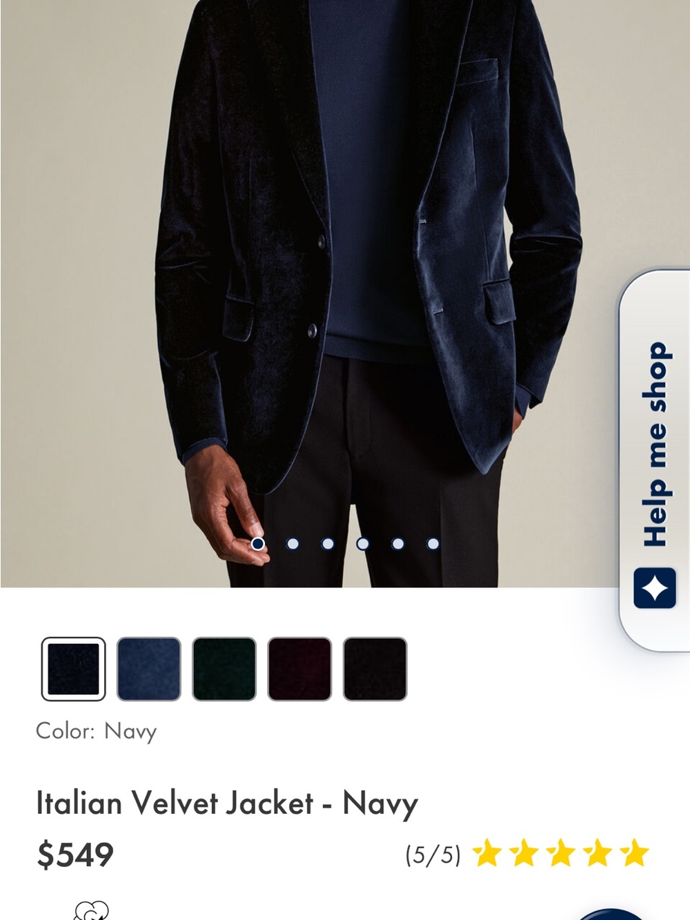 Charles Tyrwhitt Navy Velvet Sport Coat